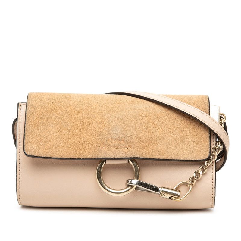 クロエ フェイ スモール 斜め掛け ショルダーバッグ ピンク レザー スウェード レディース Chloe【1-0283488】