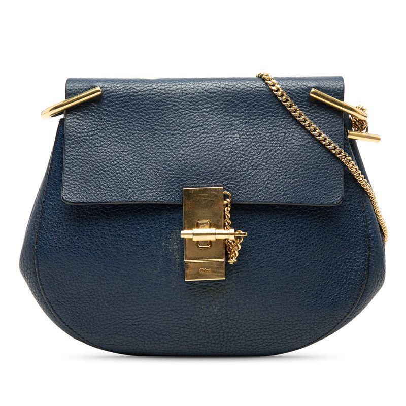 クロエ ドリュー チェーン ショルダーバッグ ネイビー レザー レディース Chloe【1-0283492】