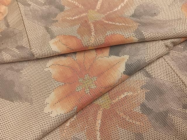 平和屋着物●本場大島紬　白大島　一元7マルキ　草花文　正絹　逸品　AABJ9393ph 23,400円