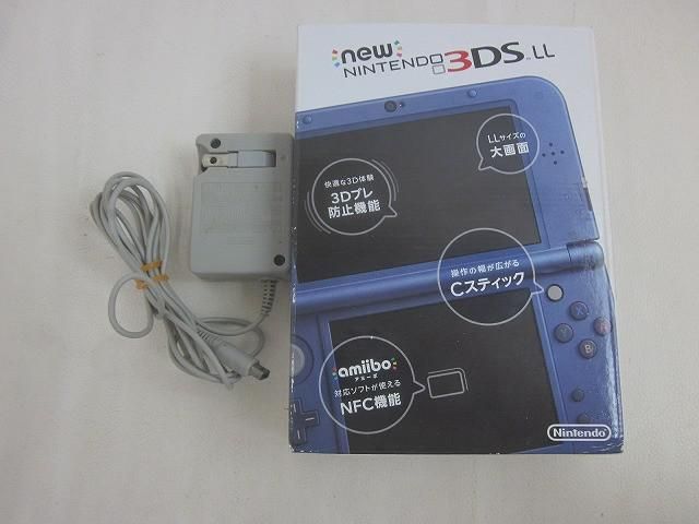 中古品 ゲーム New ニンテンドー3DS 本体 RED-001 メタリックブルー 動作品 箱・説付き