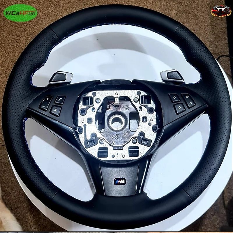 ソフトレザー編み込みカーハンドルカバー BMW E60 M5 E61 E63 E64 530D Mスポーツ 2005年～2008年