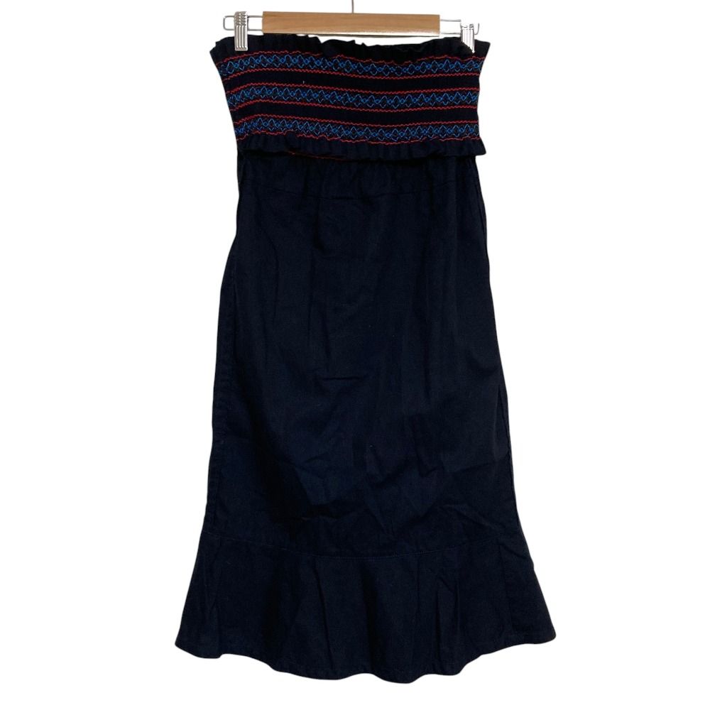 美品 tricot COMME des GARCONS トリココムデギャルソン イージー フレアスカート ネイビー レディース 古着 中古 USED