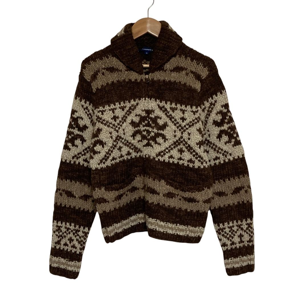 良品 RALPH LAUREN SPORT ラルフローレンスポーツ カウチンニット セーター サイズM ブラウン レディース 古着 中古 USED