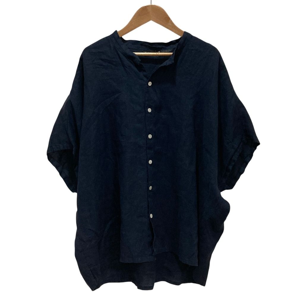 美品 pas de calais パドカレ 60リネン ブラウス シャツ 6411 サイズ34