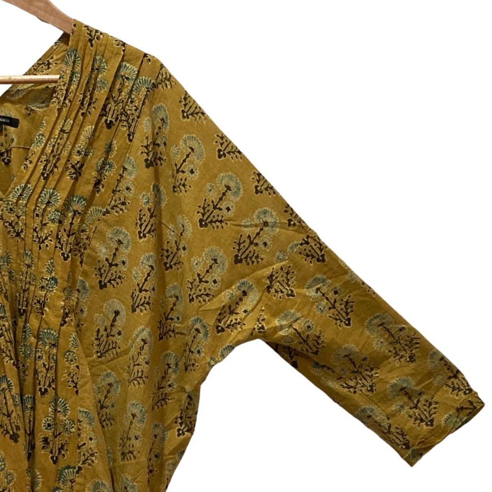 良品 pas de calais パドカレ ブロックプリントブラウス ロング