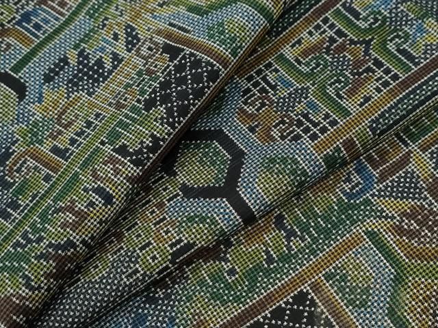 平和屋着物●本場大島紬　7マルキ　吉祥草木文　正絹　逸品　CABI2057yc