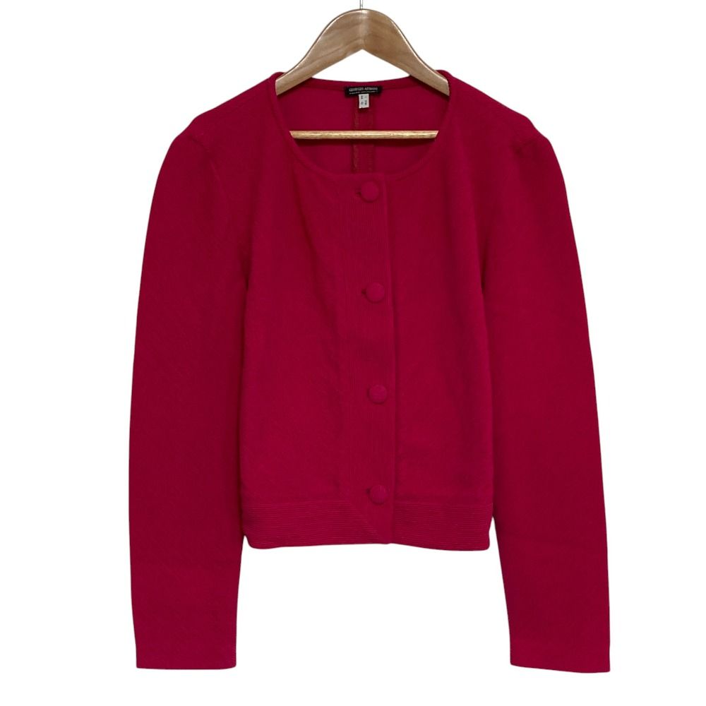 美品 GIORGIO ARMANI ジョルジオアルマーニ ヴィンテージ ノーカラージャケット サイズ44 ピンク系 レディース 古着 中古 USED 10,509円