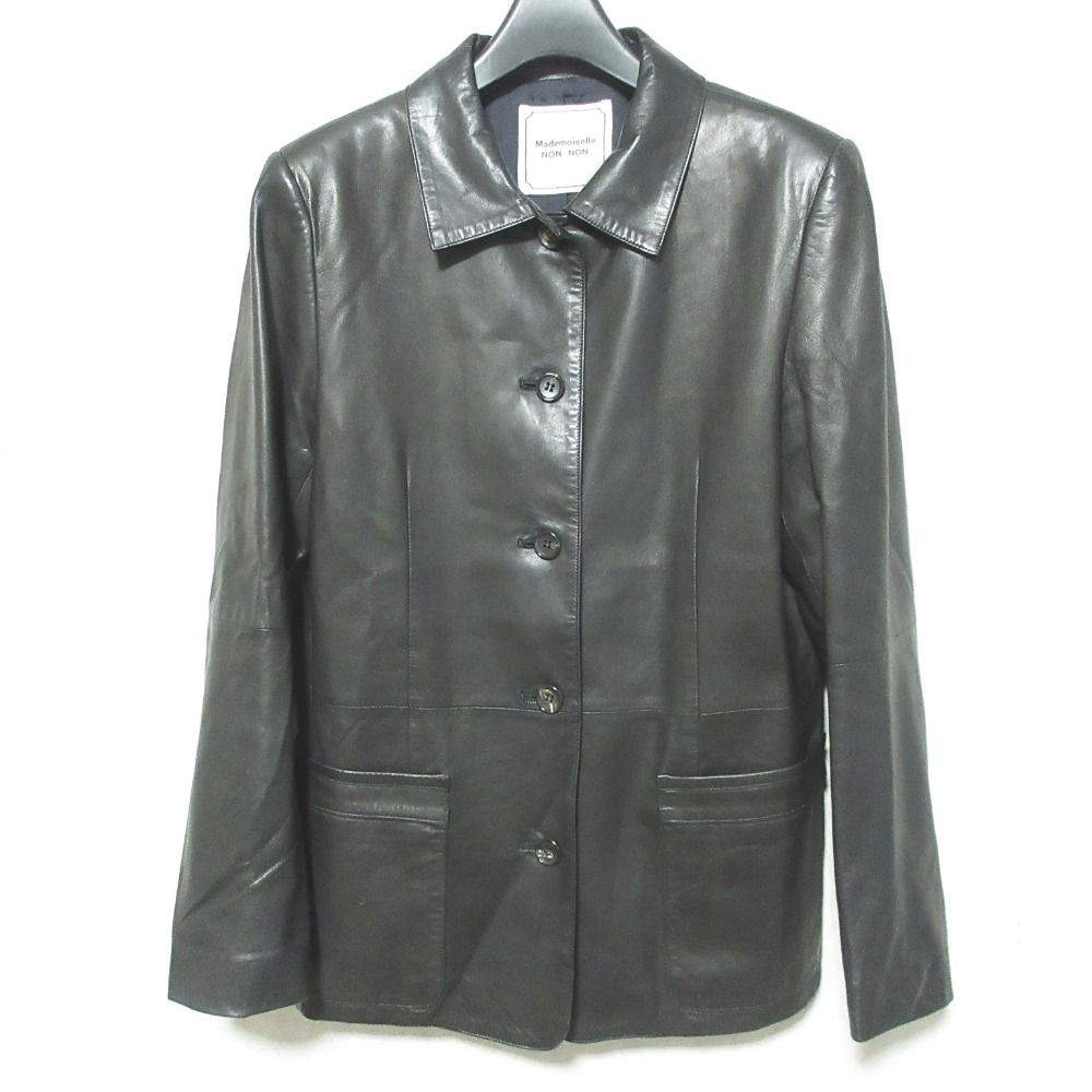 美品 Mademoiselle NON NON マドモアゼルノンノン ラムレザー ジャケット D0374LJ 002 ダークブラウン レディース 古着 中古 USED