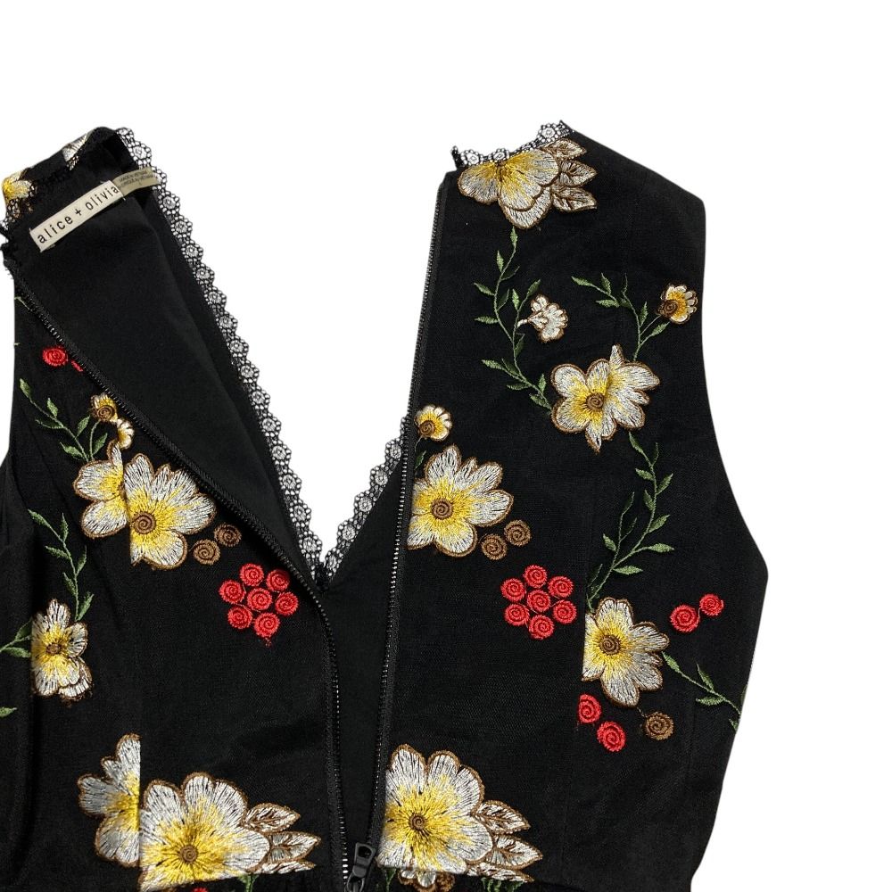 美品 alice + olivia アリスアンドオリビア フラワーエンブロイダリー