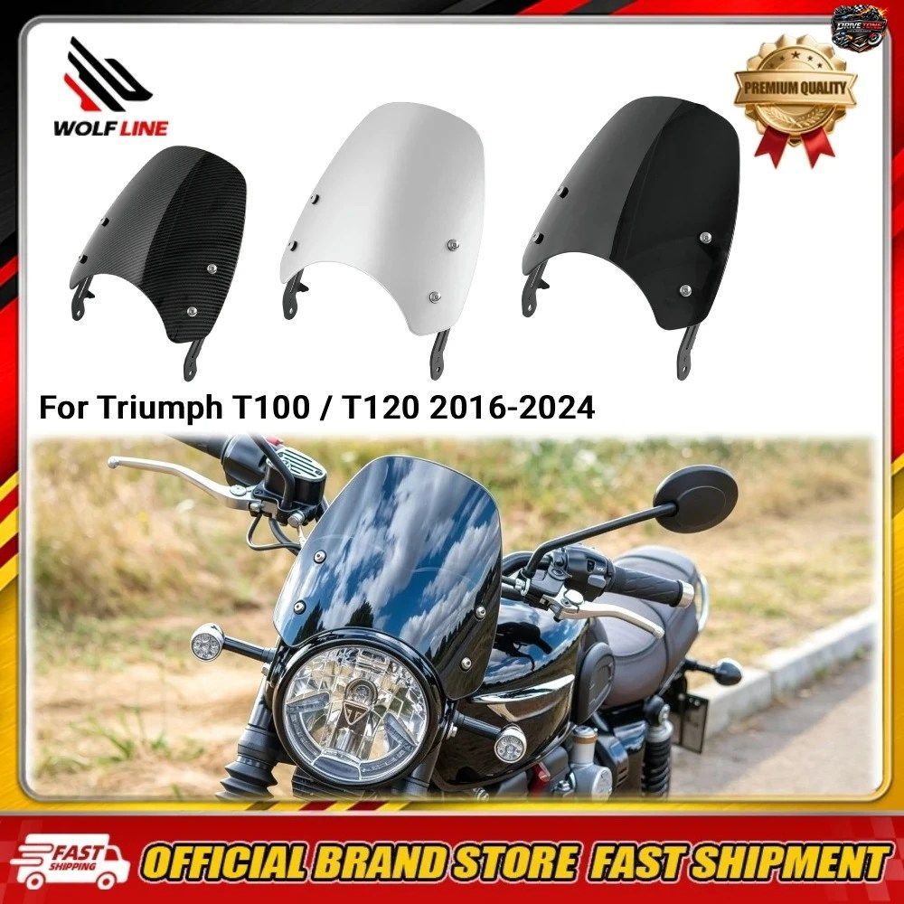 トライアンフ T100 T120 2016-2024 用 WOLFLINE フロントウインドシールド ウインドスクリーン 高速道路ツーリング、レジャー、田舎道走行