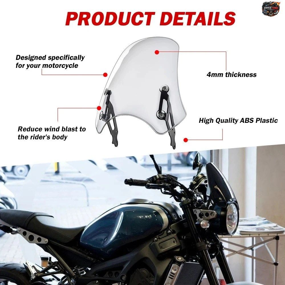 LJBKOALL製 XSR900用ウインドスクリーンウィンドディフレクター（ブラケット付き）、ヤマハ XSR900用、XSR 900 ウインドシールド、ウインド