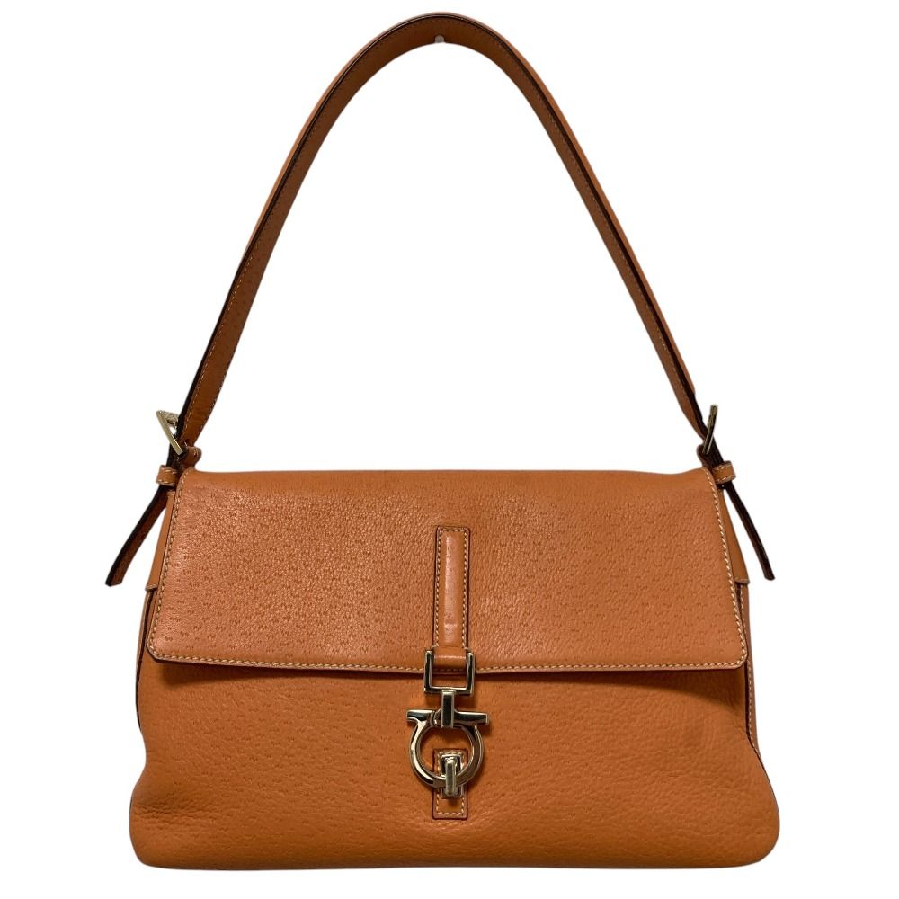良品 Salvatore Ferragamo サルヴァトーレフェラガモ ガンチーニ金具 レザー ワンショルダーバッグ AF-21 4368 オレンジ レディース 古着 中古 USED