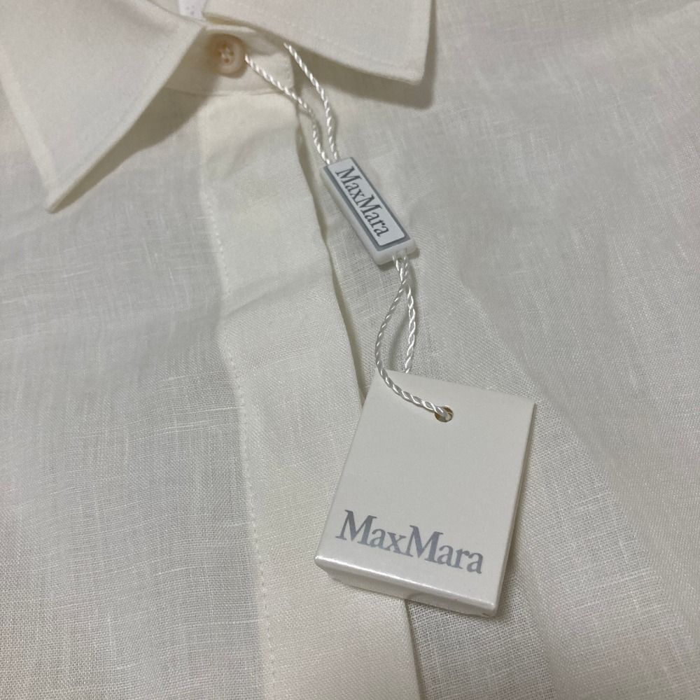 未使用 25SS Max Mara マックスマーラ ABISSO ロゴ刺繍 リネンシャツ
