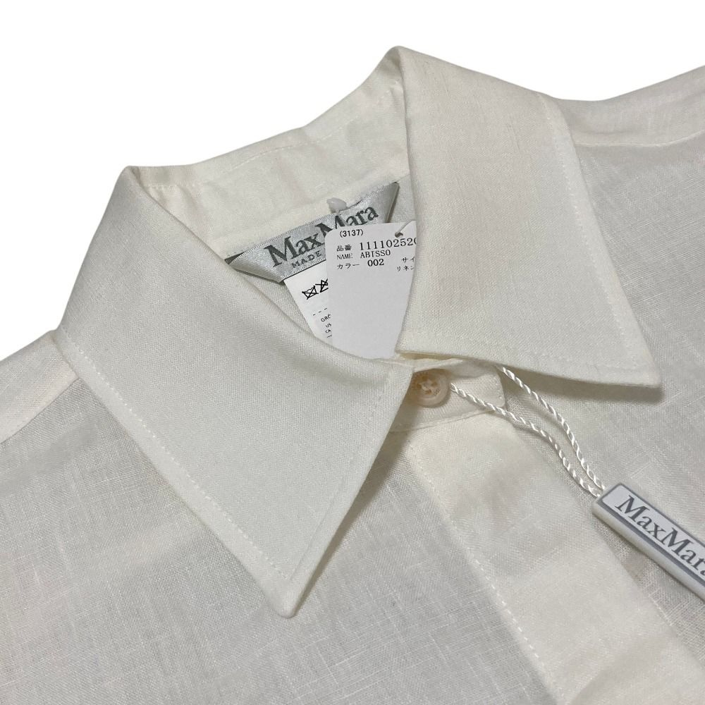 未使用 25SS Max Mara マックスマーラ ABISSO ロゴ刺繍 リネンシャツ