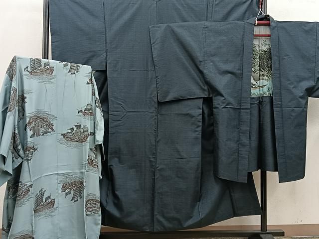 平和屋着物●男性　本場大島紬　アンサンブル　襦袢セット　100亀甲　総詰め　正絹　逸品　BAAX5770mz