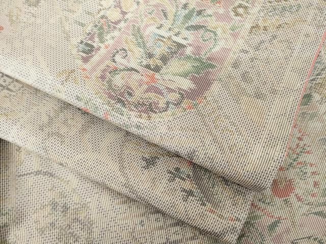 平和屋着物●本場大島紬　白大島　総絣　草花文　正絹　逸品　AABJ6741ck