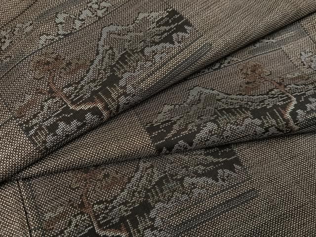 平和屋着物●本場大島紬　カタス9マルキ　色紙遠山樹林文　正絹　逸品　未使用　AABJ6348ph 24,050円