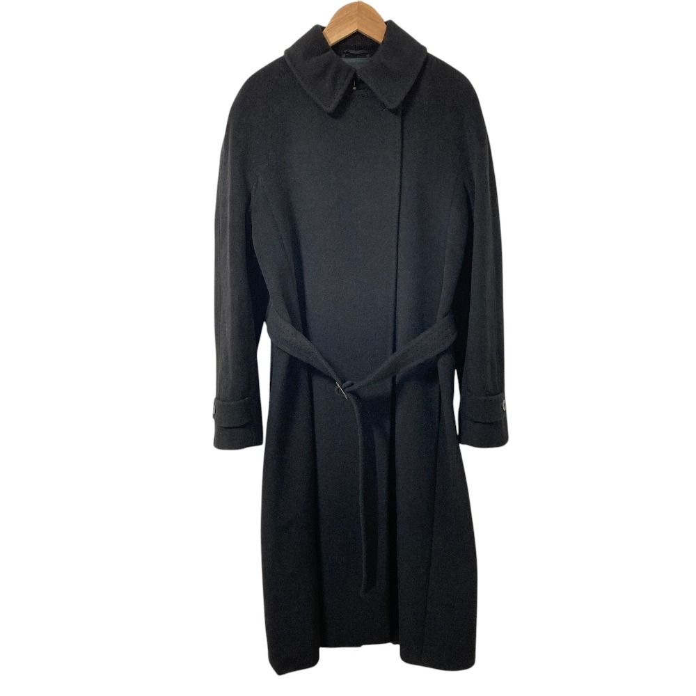良品 Max Mara マックスマーラ カシミヤブレンド ウール ベルテッド ロングコート サイズ38 ブラック レディース 古着 中古 USED