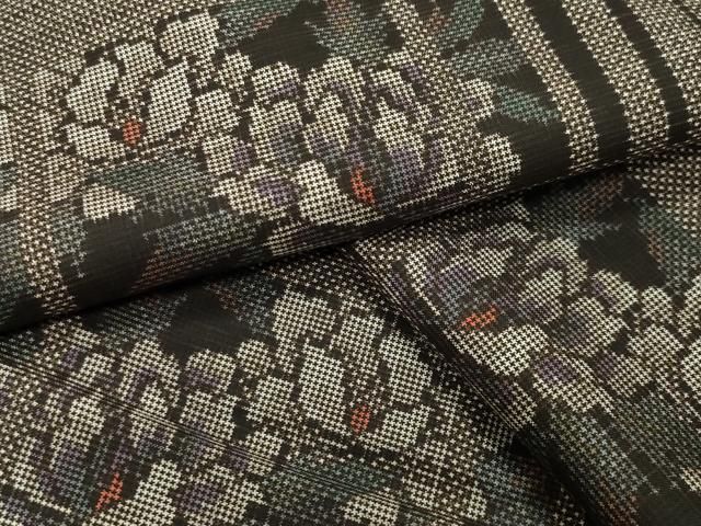 平和屋着物●本場大島紬　7マルキ　横段花文　正絹　逸品　CABI0525gh