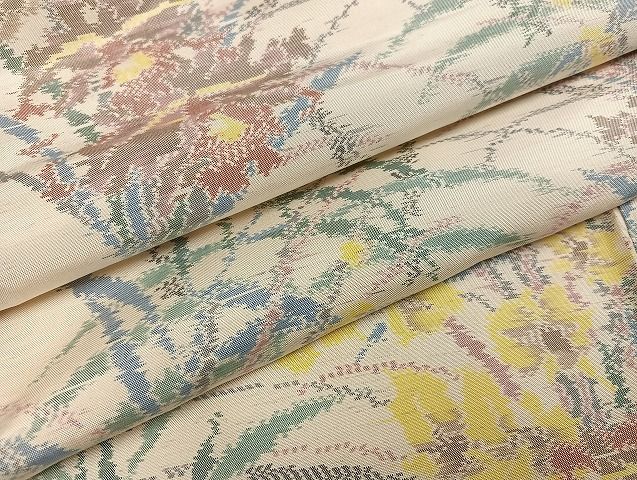 平和屋着物●本場大島紬　草花文　正絹　逸品　AABJ7272ph