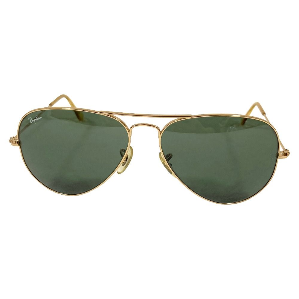 良品 Ray-Ban レイバン アビエーター ティアドロップ サングラス RB3025 59□14 ゴールドカラーフレーム グリーンレンズ メンズ 古着 中古 USED