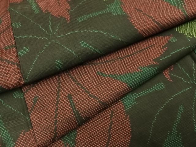 平和屋着物●本場大島紬　一元7マルキ　葉尽くし　正絹　逸品　未使用　AABJ3935ph