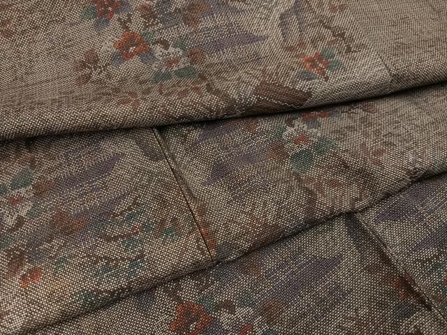 平和屋着物●本場大島紬 カタス9マルキ 風景草花文 正絹 逸品 AABJ3955ph