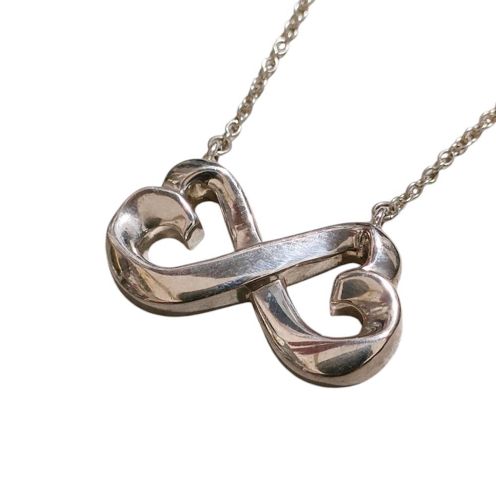 美品 TIFFANY&Co ティファニー パロマピカソ 925 ダブルラビングハート チェーン ペンダント ネックレス シルバー レディース 古着 中古 USED