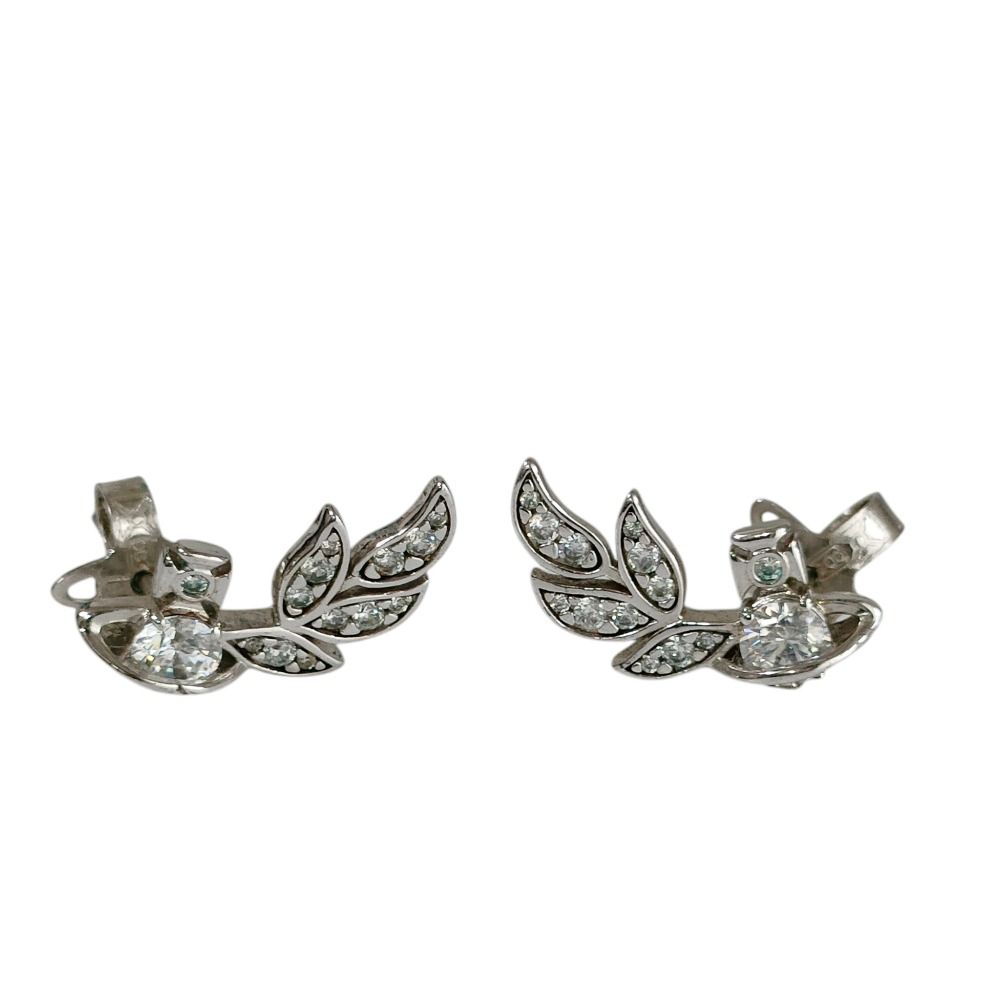 良品 Vivienne Westwood ヴィヴィアンウエストウッド オーブ リーフ ラインストーン スタッドピアス アクセサリー シルバーカラー レディース 古着 中古 USED 6,877円