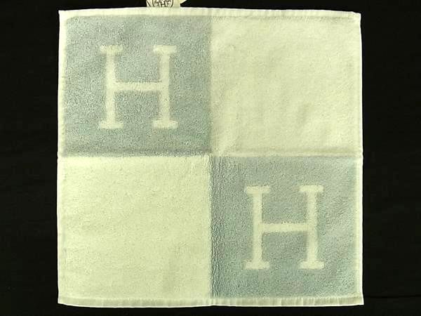 定額 ■新品■未使用■ HERMES エルメス アヴァロン コットン100％ ハンドタオル フェイスタオル ライトブルー系×アイボリー系 HE0959