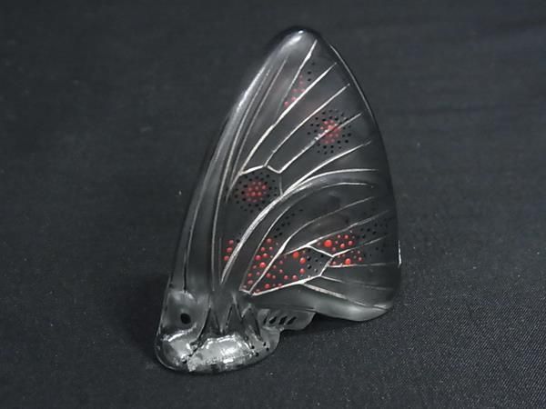 定額 ■新品同様■ LALIQUE ラリック パピヨン フィギュリン 蝶々 バタフライ ペーパーウェイト オブジェ 置物 クリアグレー系 HE1779