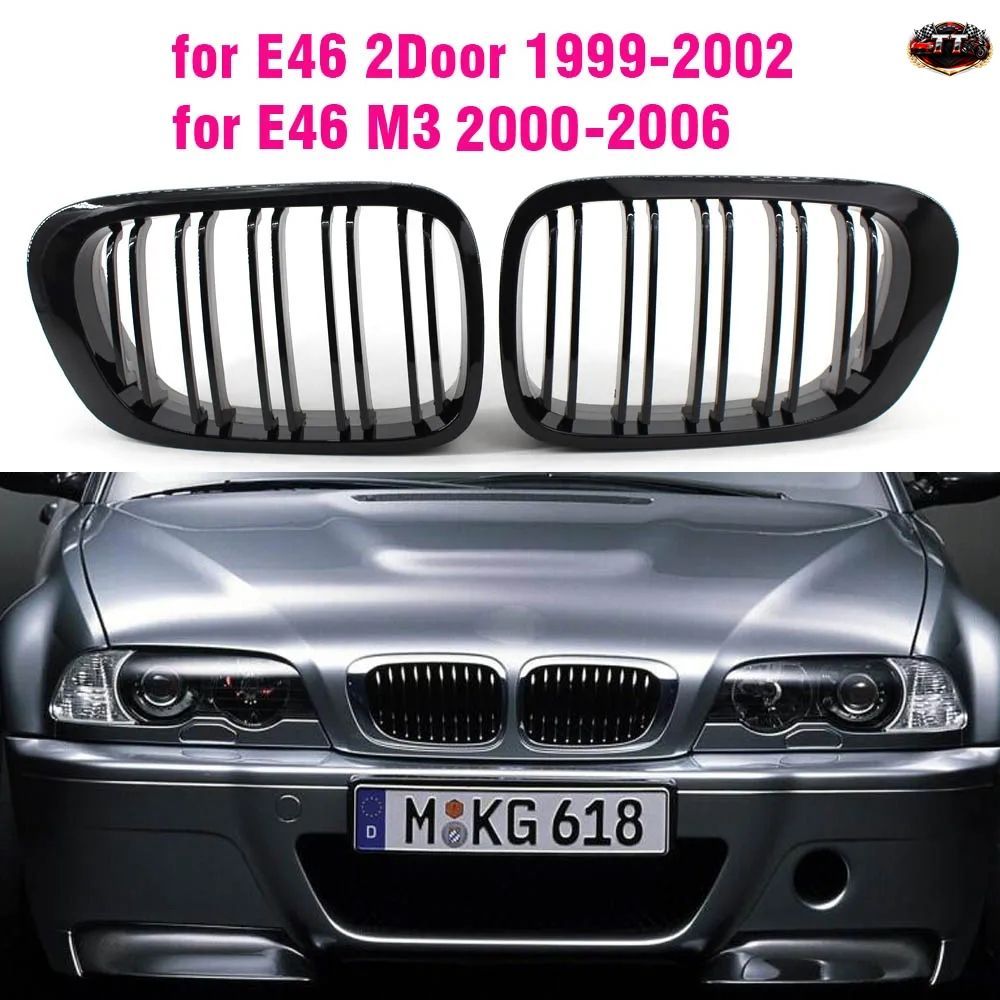 BMW 330CI クーペ カブリオレ フェイスリフト前 E46 2ドア 1999-2002 用 フロントフード キドニーグリル スナップオン