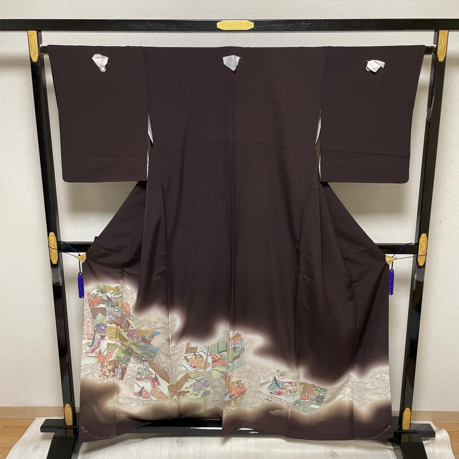黒留袖 宮中風景 十二単 美しい織出し 着物 正絹 五つ紋 X-6512 - メルカリ