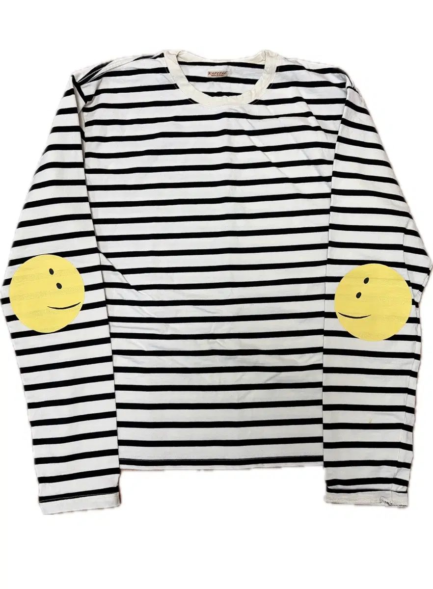 KAPITAL ボーダー ジャージ クルー ロングTシャツ ブラック キナリ (4サイズ)