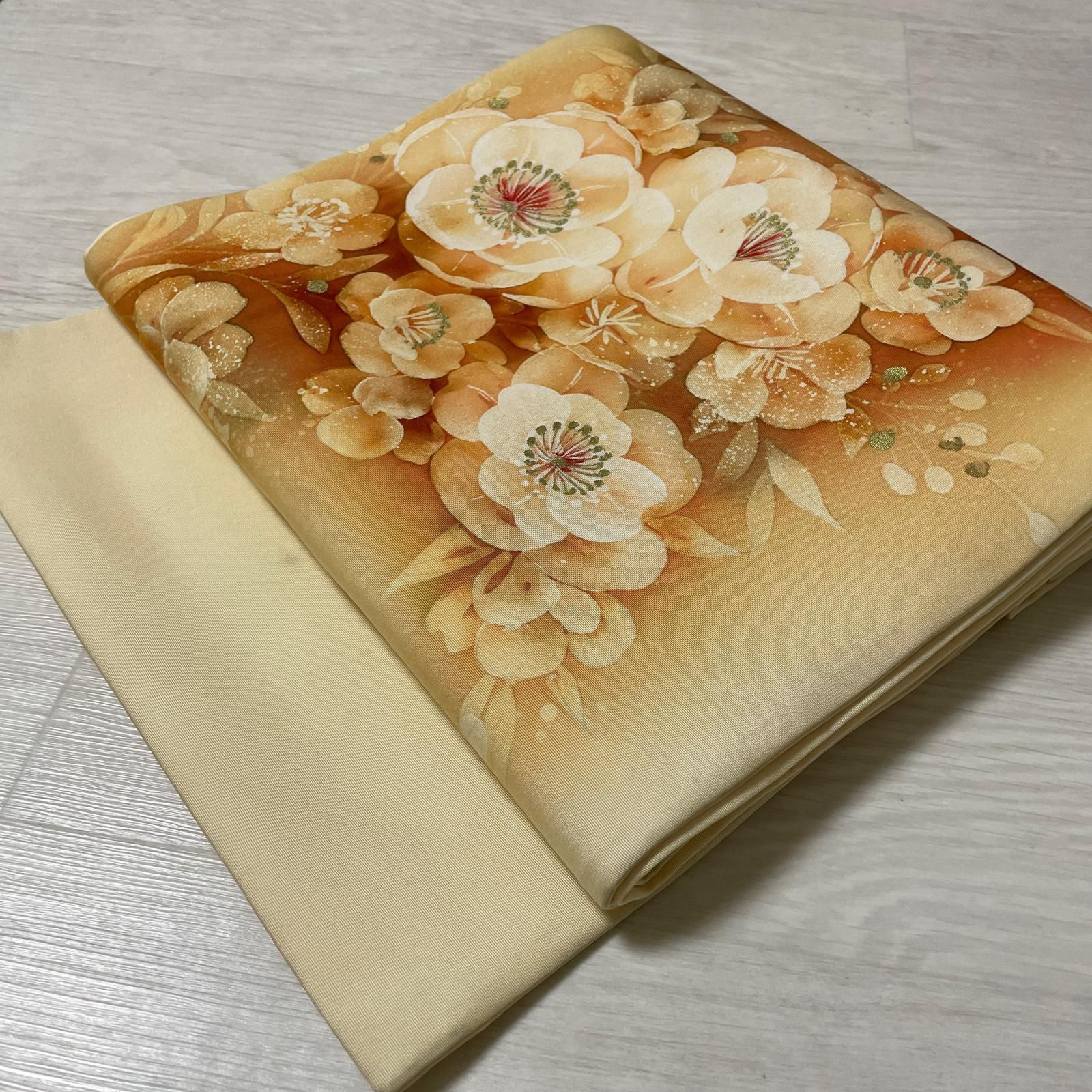 開き名古屋帯 塩瀬 美しい花模様 正絹 着物 X-6832