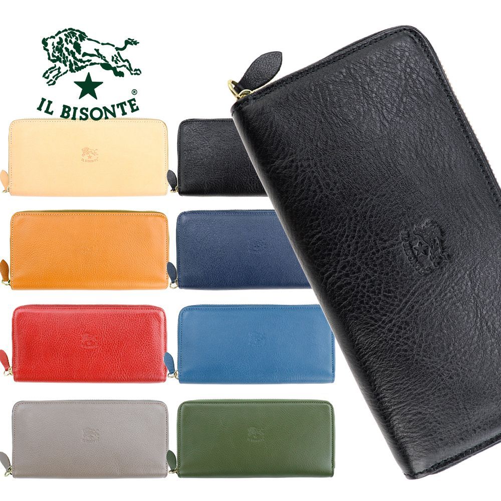 IL BISONTE イルビゾンテ 長財布 ラウンドファスナー メンズ レディース じゃばら ロングウォレット 本革 レザー 二つ折り財布 札入れ 小銭入れ付き 人気 SZW046