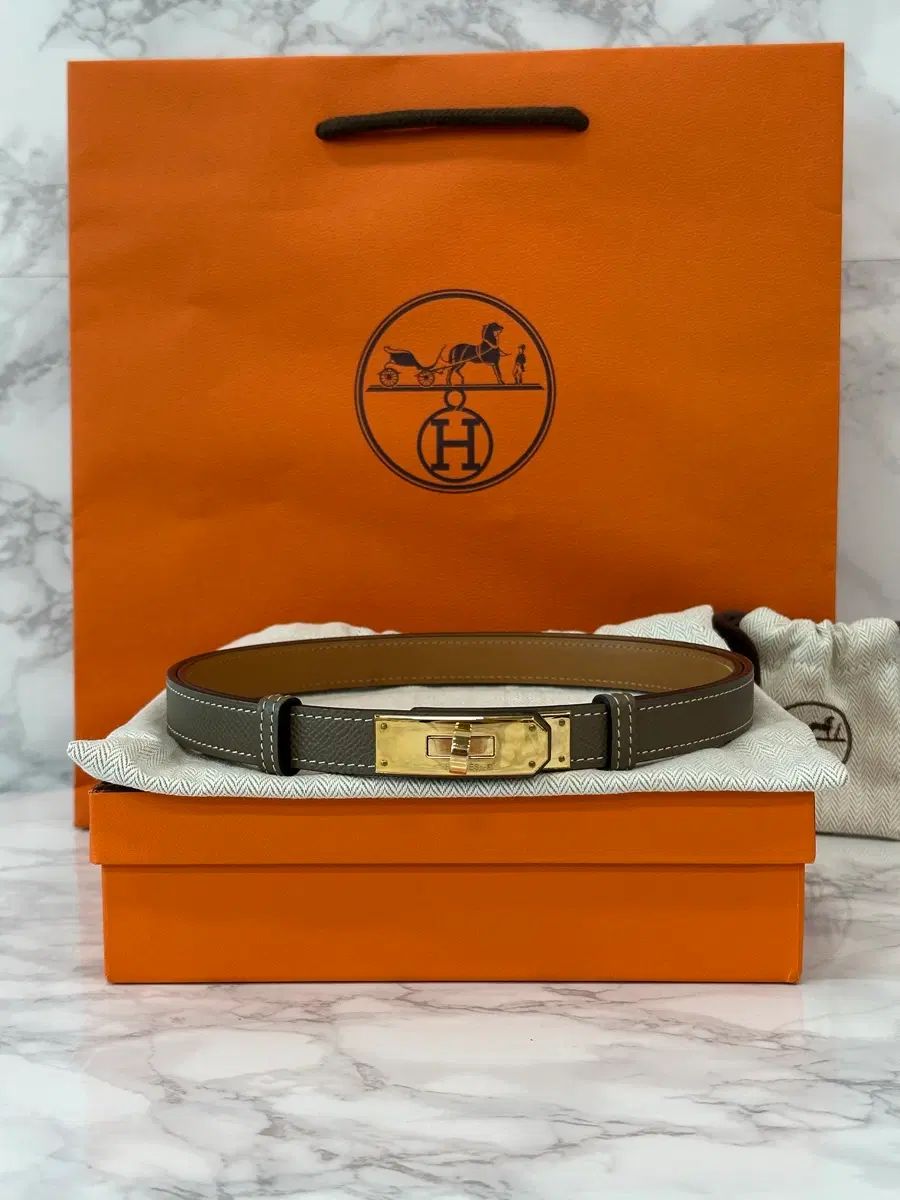 フルセット Hermes ケリー ベルト エトープ ローズゴールド エプソン 18mm