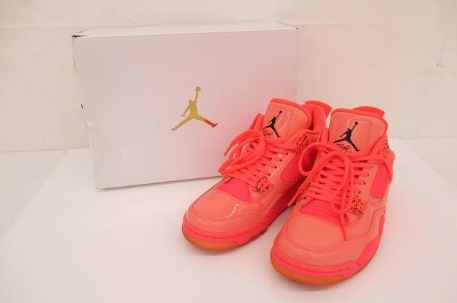 美品 ナイキ NIKE エアジョーダン 4 エナメル AQ9128-600 24.5cm ピンク レディース