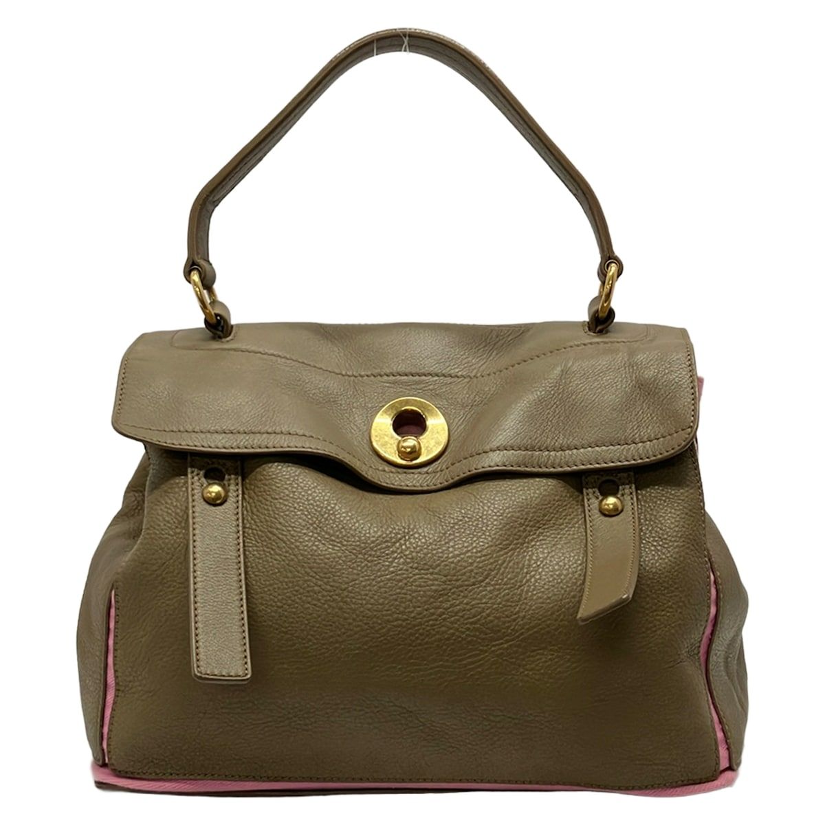 YvesSaintLaurent rivegauche (YSL)(イヴサンローランリヴゴーシュ) ハンドバッグ ミューズトゥ 229680 ライトブラウン×ピンク レザー