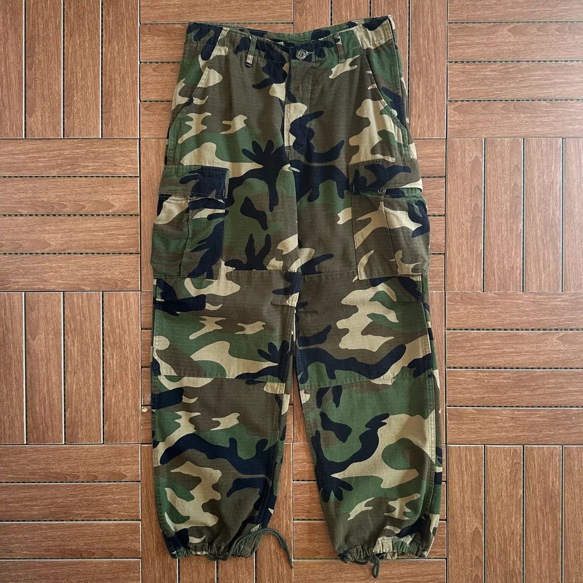 90s Woodland ミリタリー カモフラージュ コットン カーゴ パンツ 31 6,382円