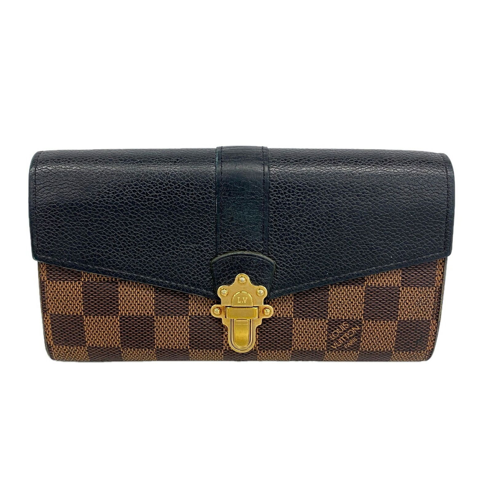 ルイ・ヴィトン(Louis Vuitton) ルイ・ヴィトン 長財布 ダミエ ポルトフォイユクラプトン N64449 ノワール エベヌレディース OP012033