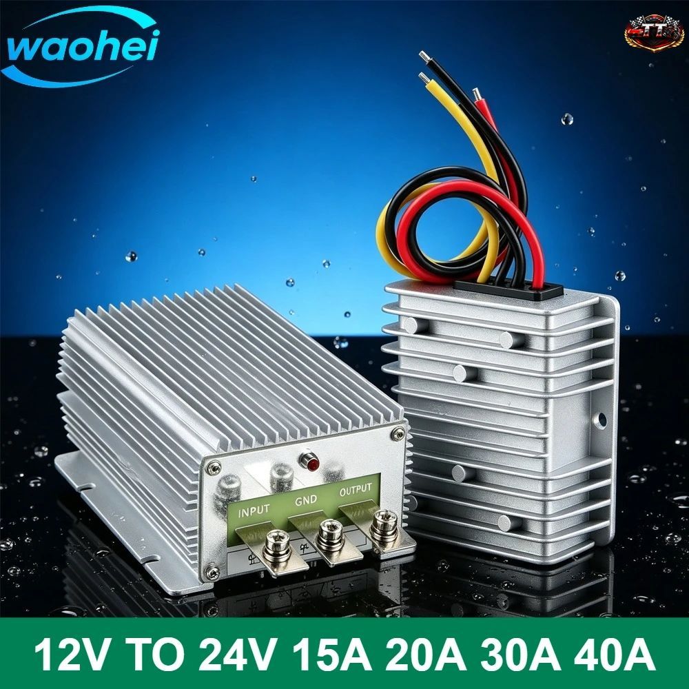 高出力 12V→24V 15A 20A 30A 40A 昇圧DC-DCコンバータレギュレータ 12ボルト→24ボルト DC-DCブースト電圧モジュール CE ROHS