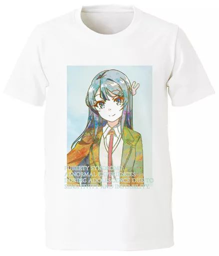 Tシャツ(キャラクター) 桜島麻衣 Tシャツ ホワイト メンズLサイズ 「青春ブタ野郎はバニーガール先輩の夢を見ない」