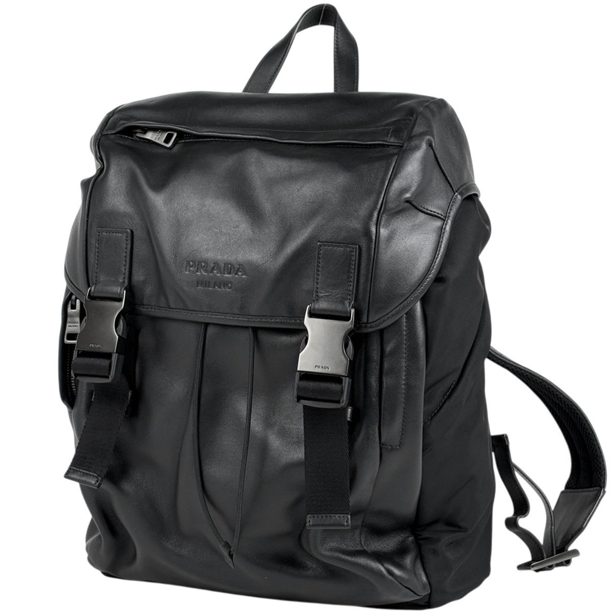 プラダ PRADA ロゴ リュックサック デイパック バックパック リュック テスートナイロン ネロ(ブラック) VZ0062 メンズ 【中古】