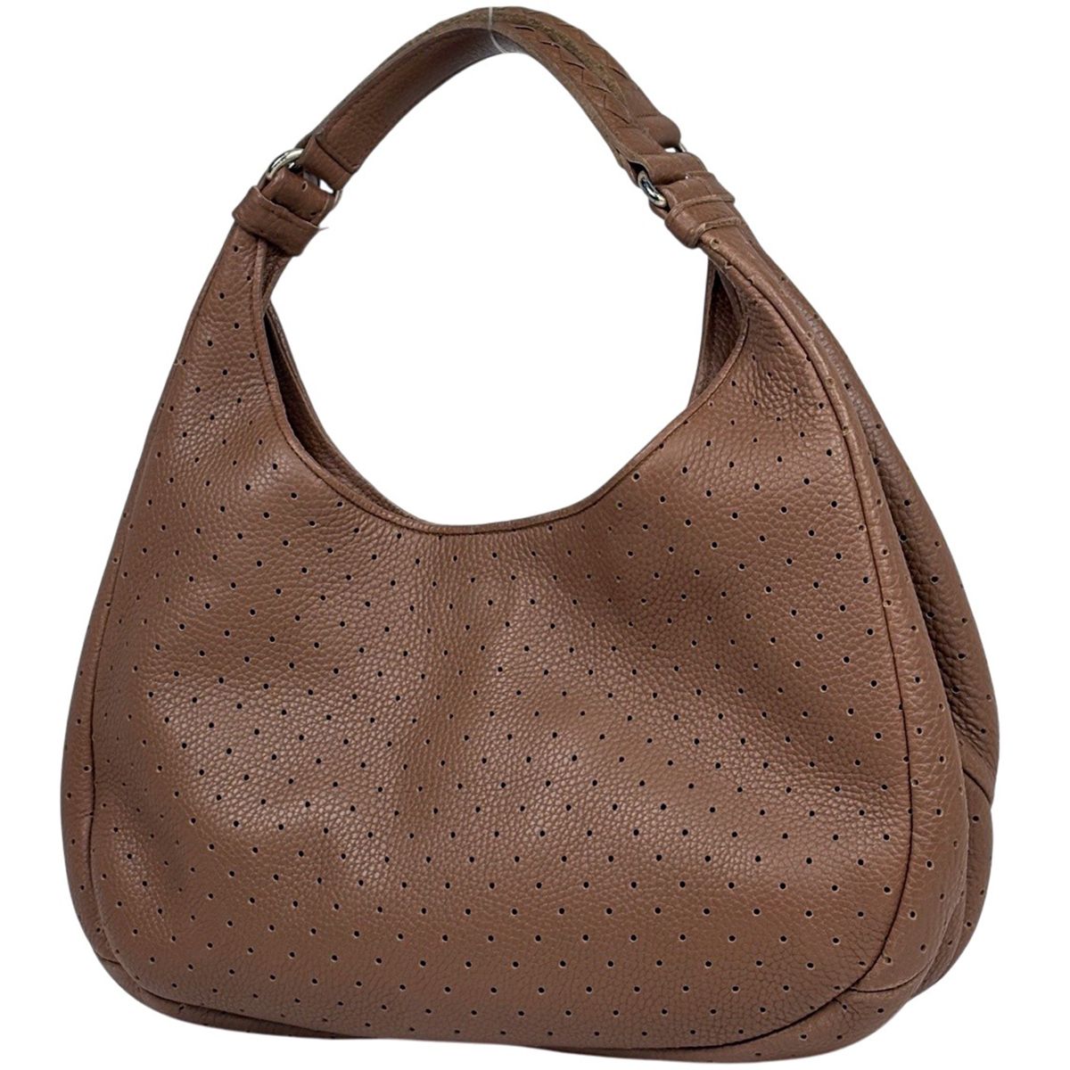 ボッテガヴェネタ BOTTEGAVENETA イントレチャート ショルダーバッグ パンチング レザー ブラウン 125787 レディース 【中古】