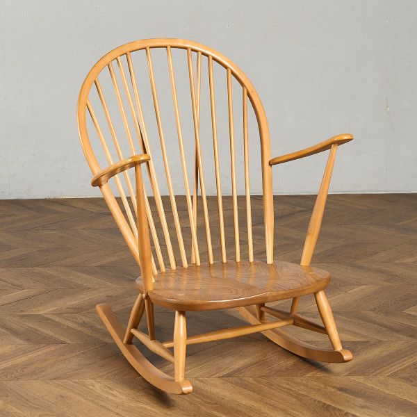 椅子・ソファ イギリス エルム アーコール ERCOL グランドファザー ロッキングチェア (315) 超レア ercol 英国 ヴィンテージ 安楽 椅子 アームチェア 木製 イス #99549 54,000円
