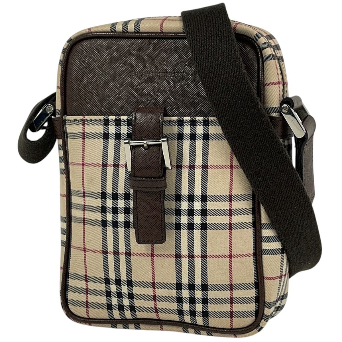 バーバリー BURBERRY ショルダーバッグ チェック柄 キャンバス ベージュ ブラウン レディース 【中古】 22,960円