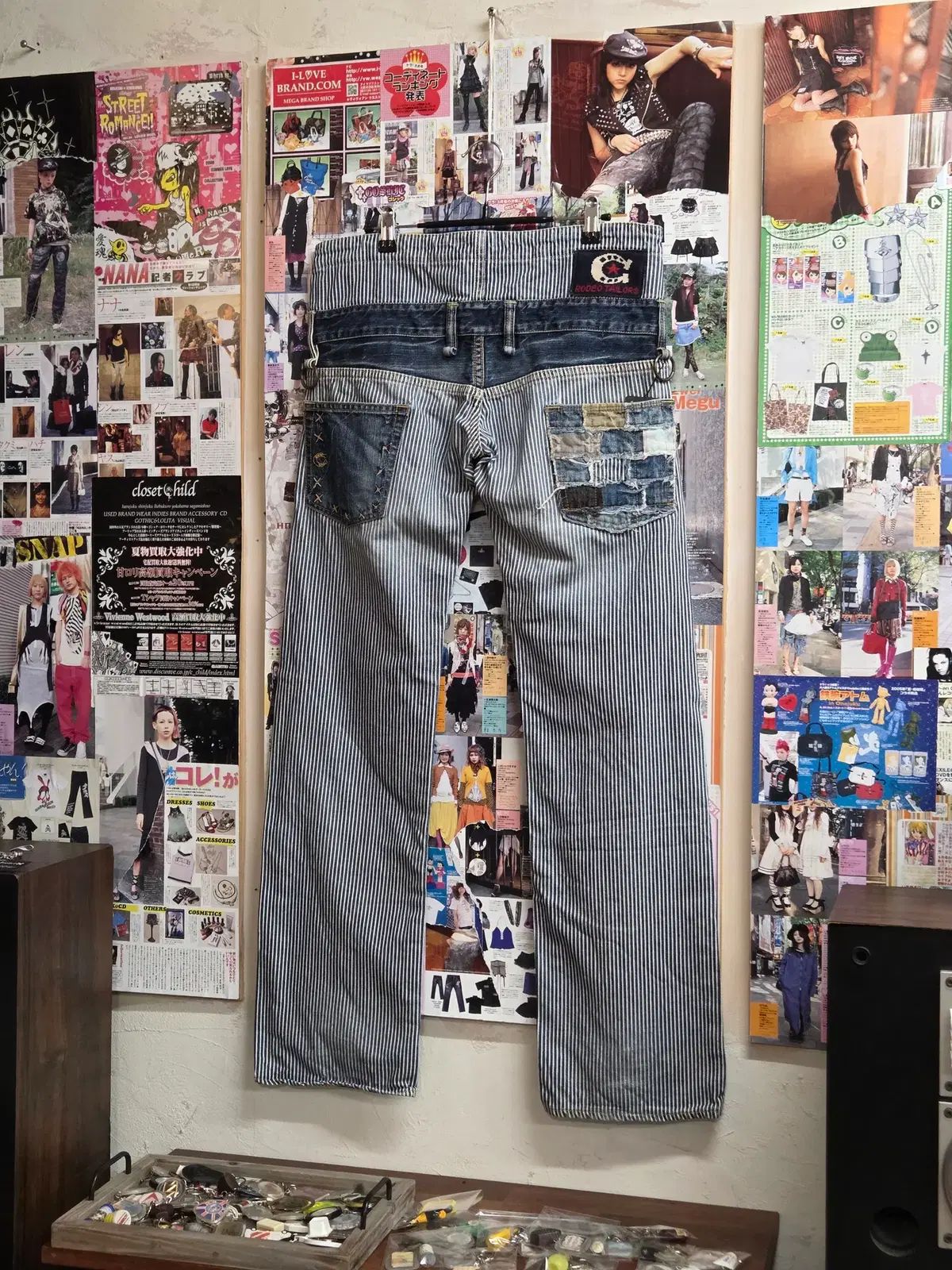 パッチワーク ダブルウェスト デニムパンツ 6,836円