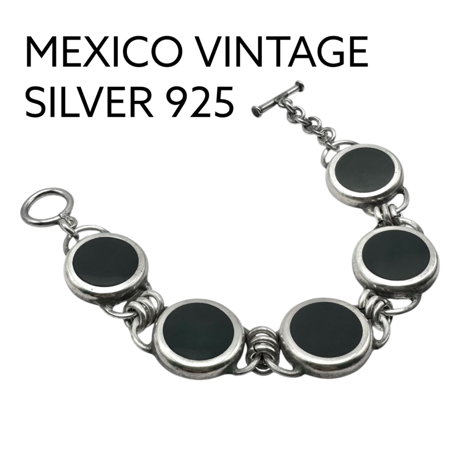 希少 Mexico シルバー925 ヴィンテージ マンテルブレスレット 抜群の存在感】 MEXICO製 メキシカンヴィンテージ Silver 925 刻印 90s
