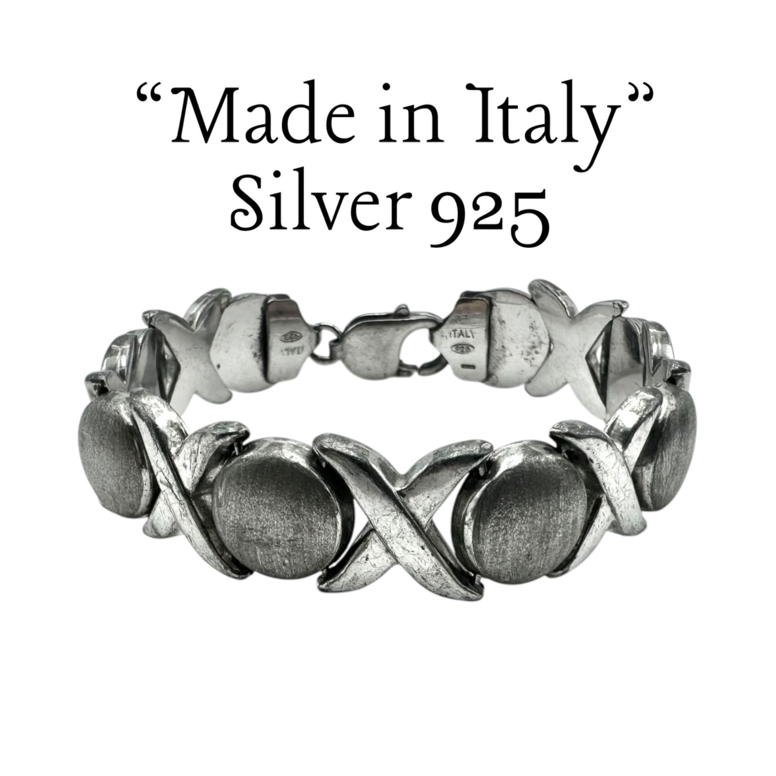【MADE IN ITALY】 イタリアンジュエリー Silver 925 刻印 Design Bracelet シルバー ブレスレット クラシック アンティーク イタリア製 USA直輸入 一点もの モード ユニセックス 大ぶり